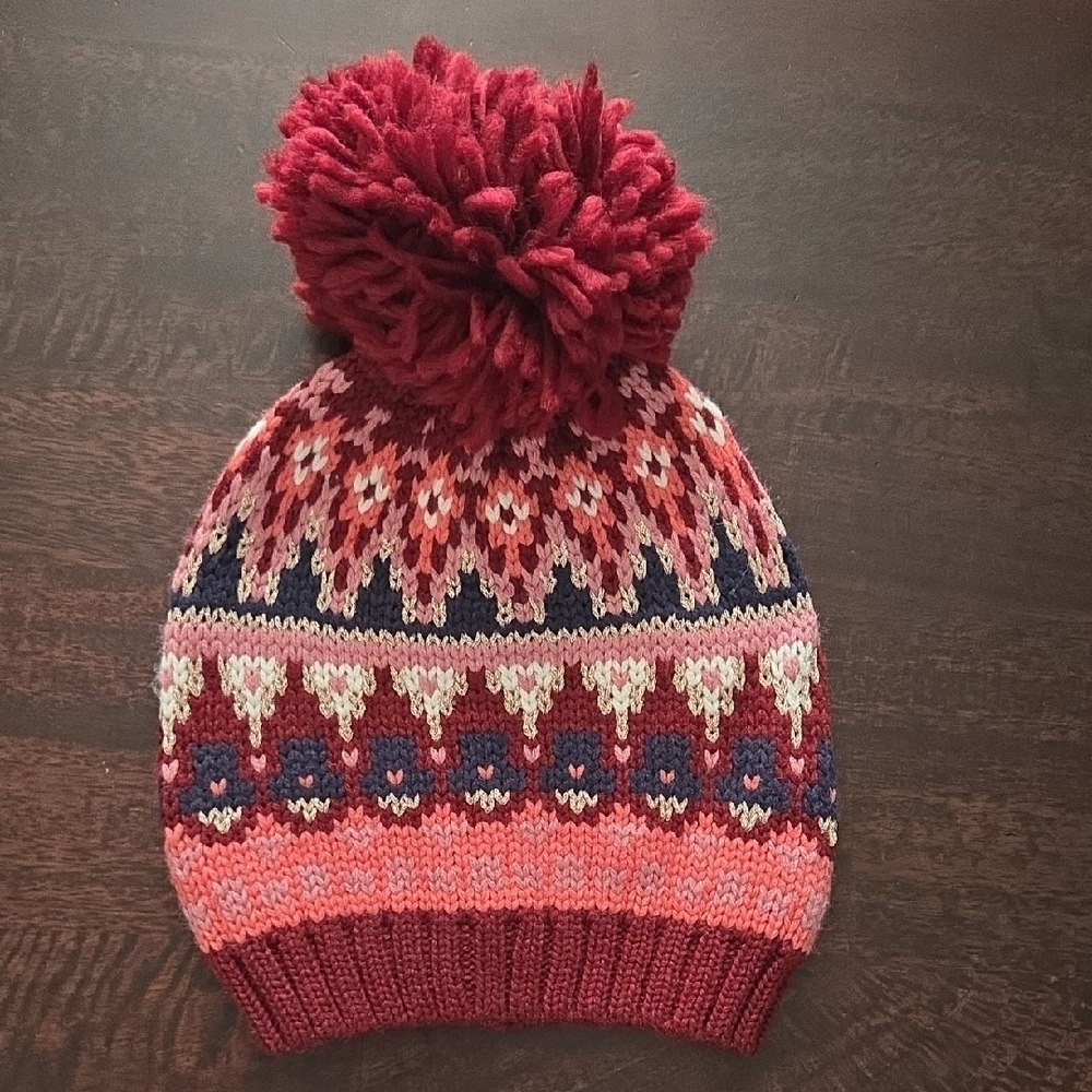 Nine West Red and Pink Patterned Beanie